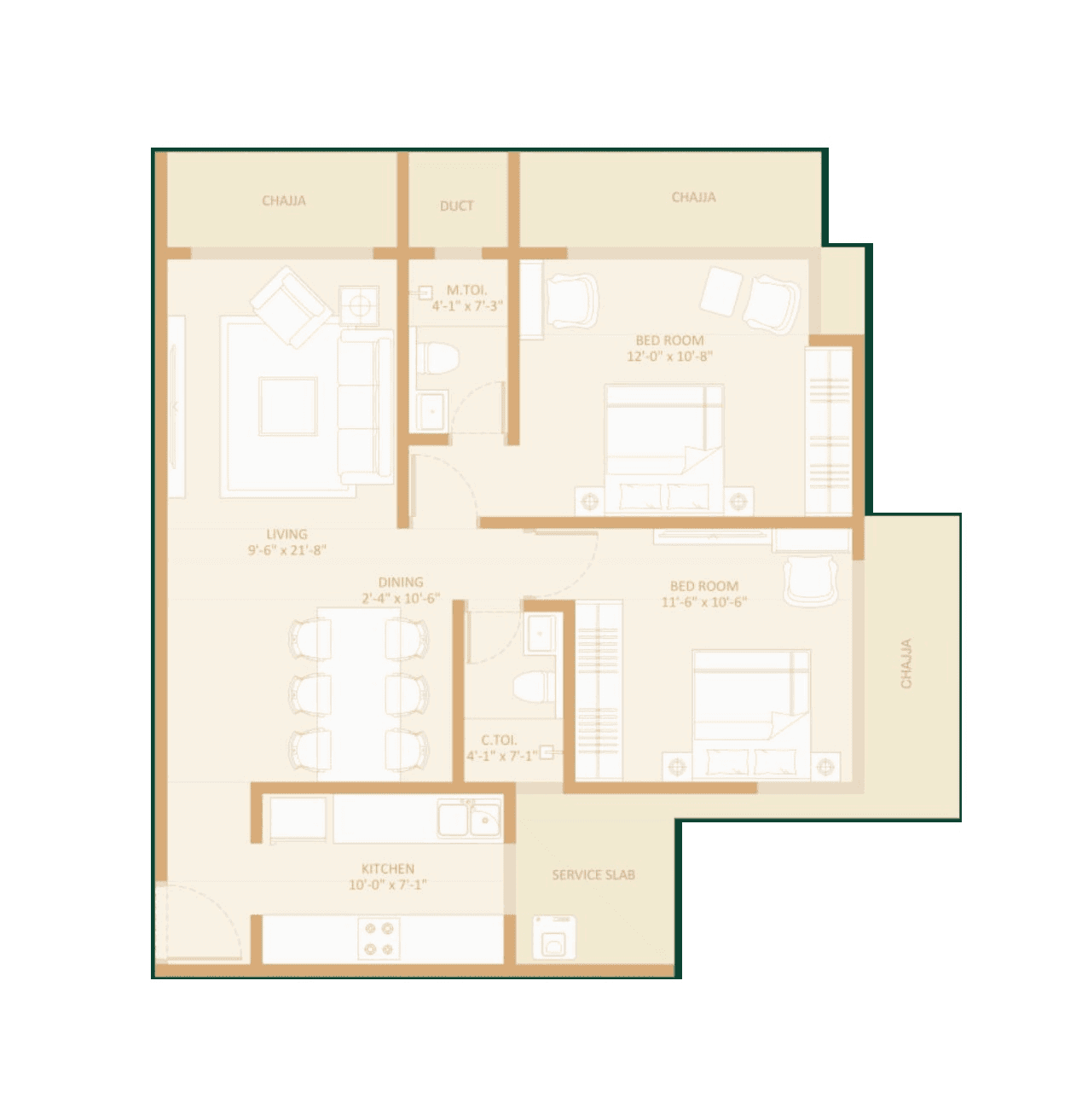 Unit plan - 720 sq.ft.