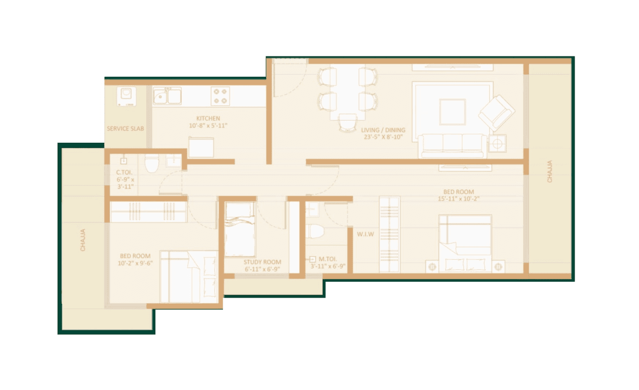 Avant Buzz Unit plan - 729 sq.ft.