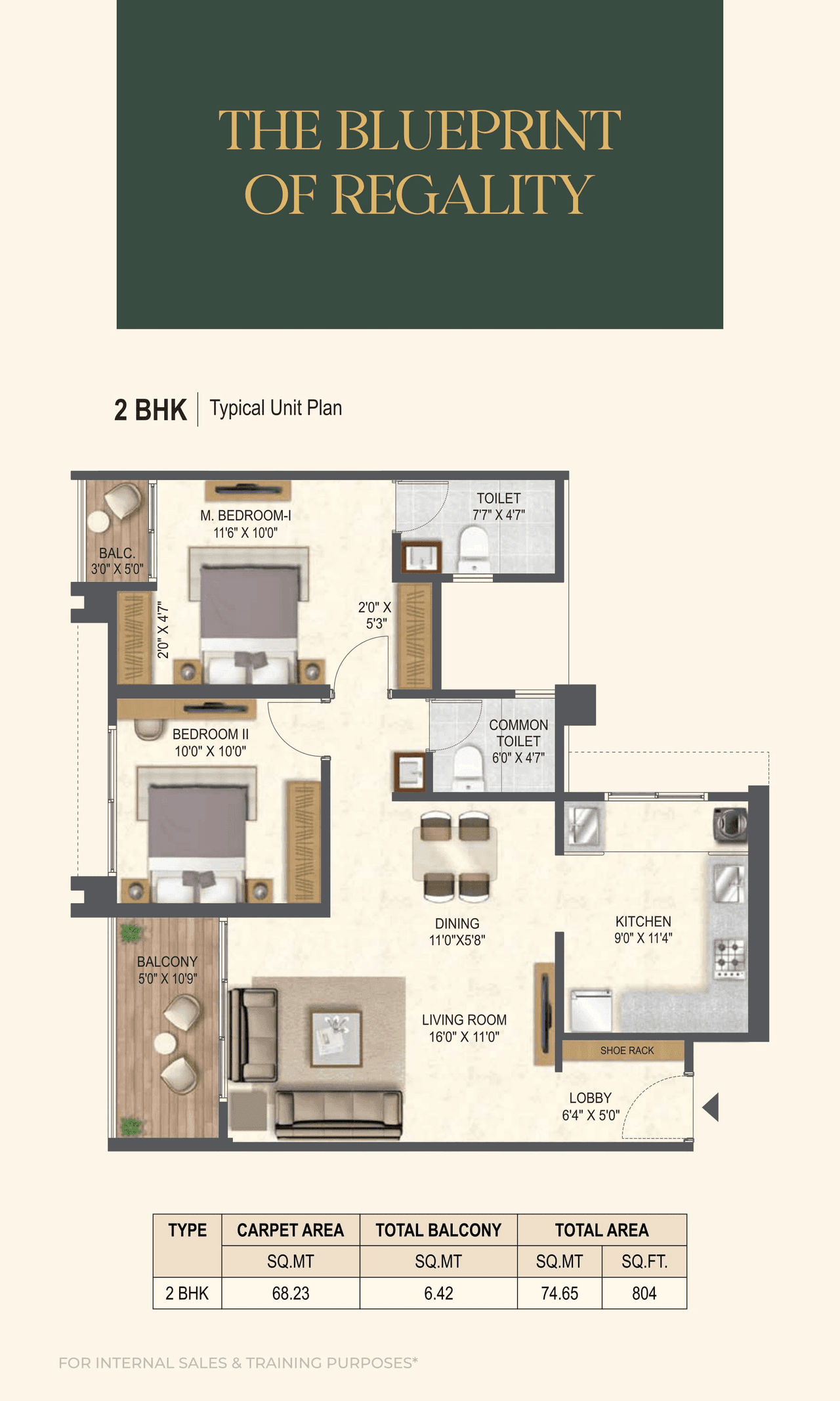 Miracle Imperio Towers Unit plan - 804 sq.ft.