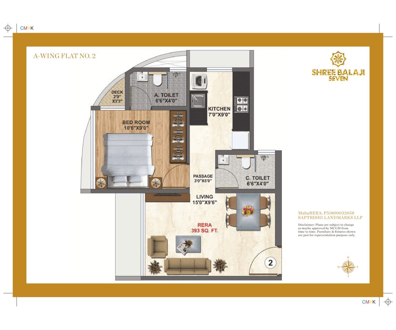 Shree Balaji Seven Unit plan - 393 sq.ft.