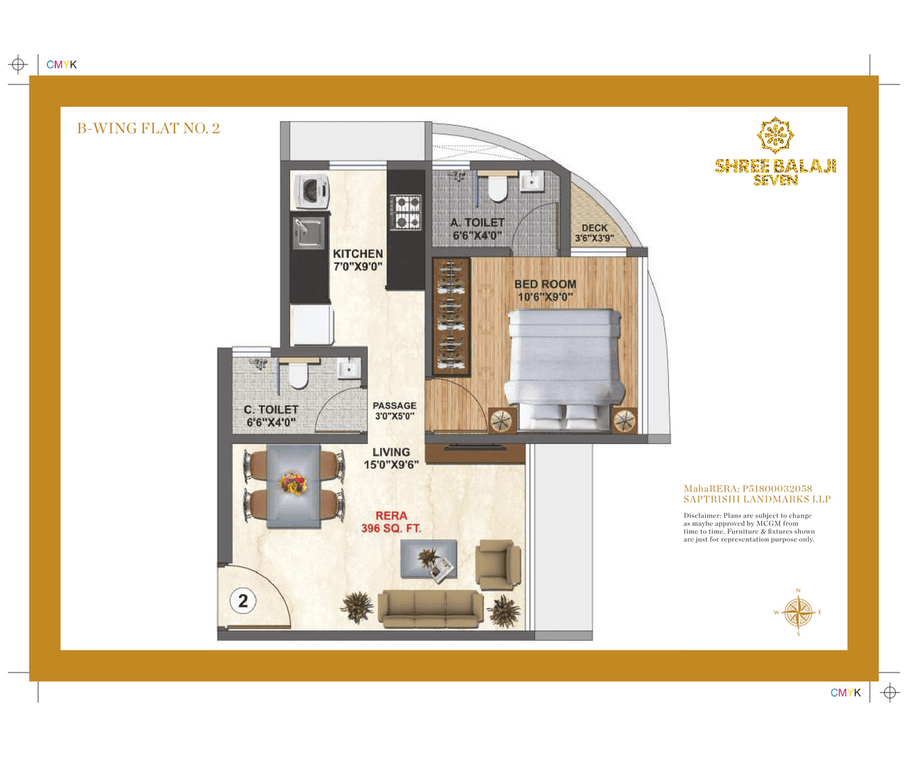 Shree Balaji Seven Unit plan - 396 sq.ft.