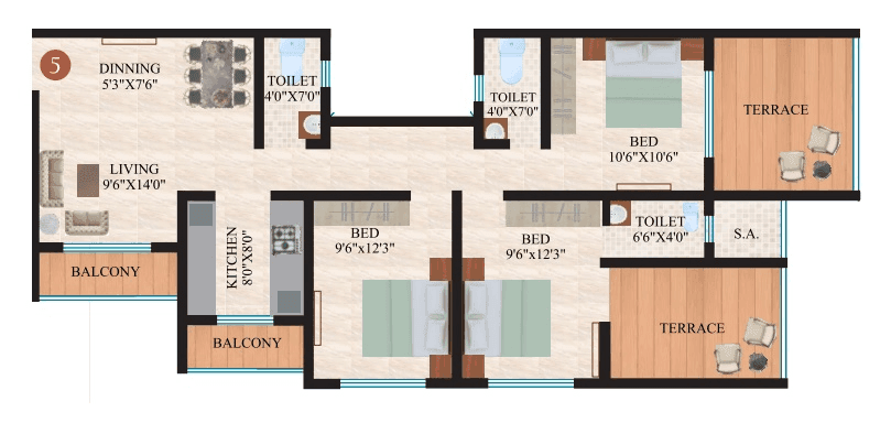Mohan Suburbia IV NX Unit plan - 516 sq.ft.