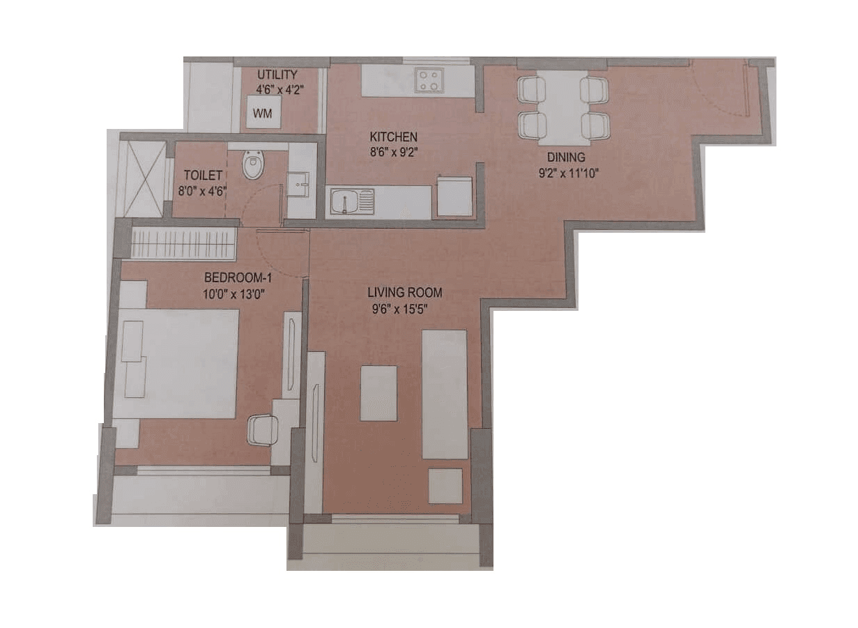 Nandivardhan Parkway Unit plan - 577 sq.ft.