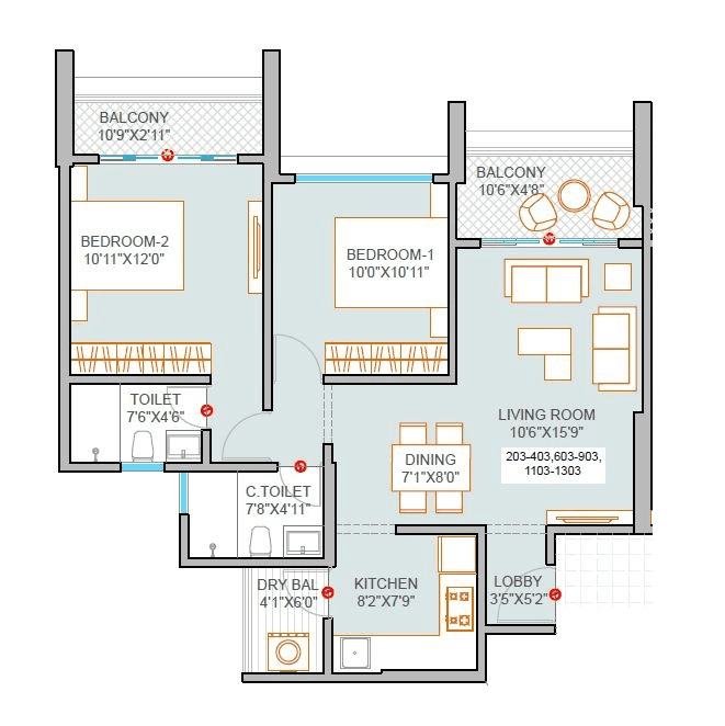Privia Naimish Unit plan - 801 sq.ft.