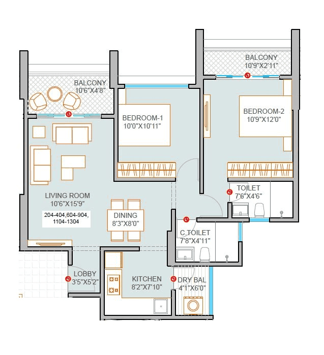 Privia Naimish Unit plan - 806 sq.ft.