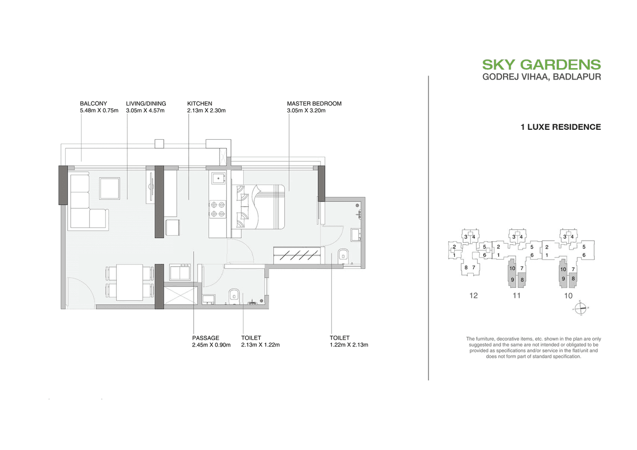 Godrej Vihaa Unit plan - 466 sq.ft.