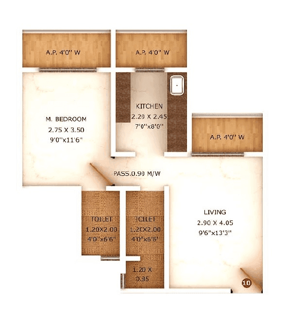 Mohan Alcoves Unit plan - 392 sq.ft.