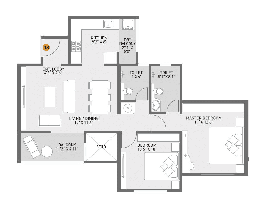 Nirman Serenopolis Unit plan - 757 sq.ft.
