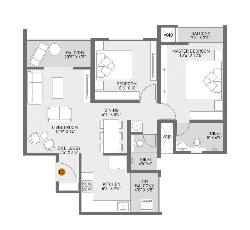 Nirman Serenopolis Unit plan - 772 sq.ft.