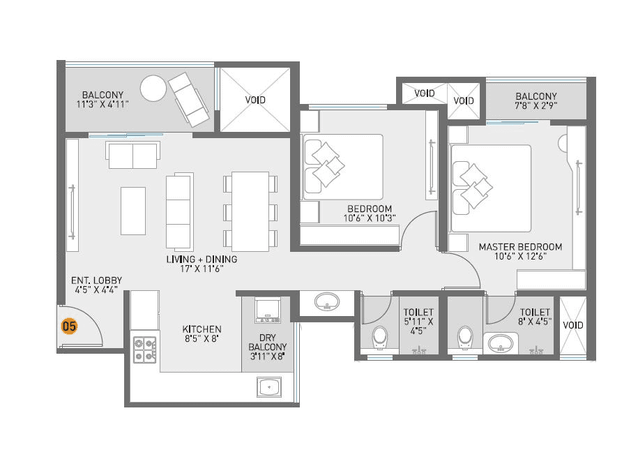 Nirman Serenopolis Unit plan - 777 sq.ft.
