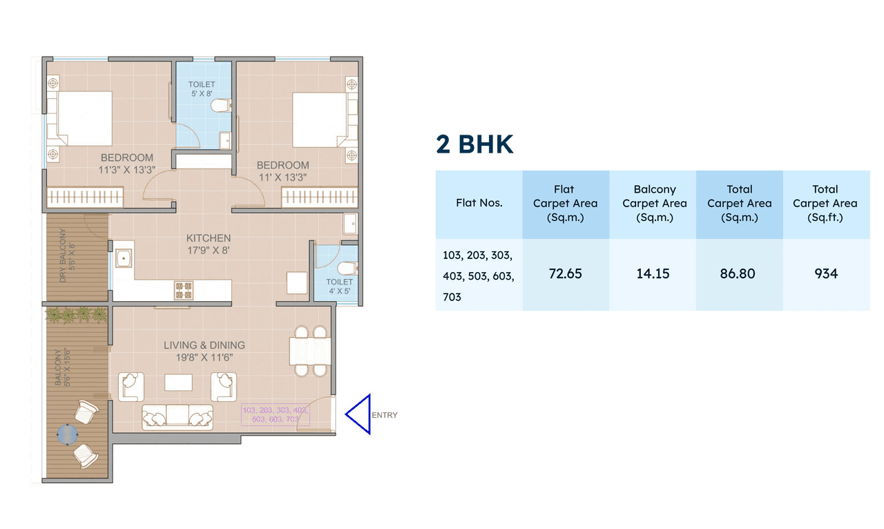 Blue Pearl Codename Rare Unit plan - 934 sq.ft.