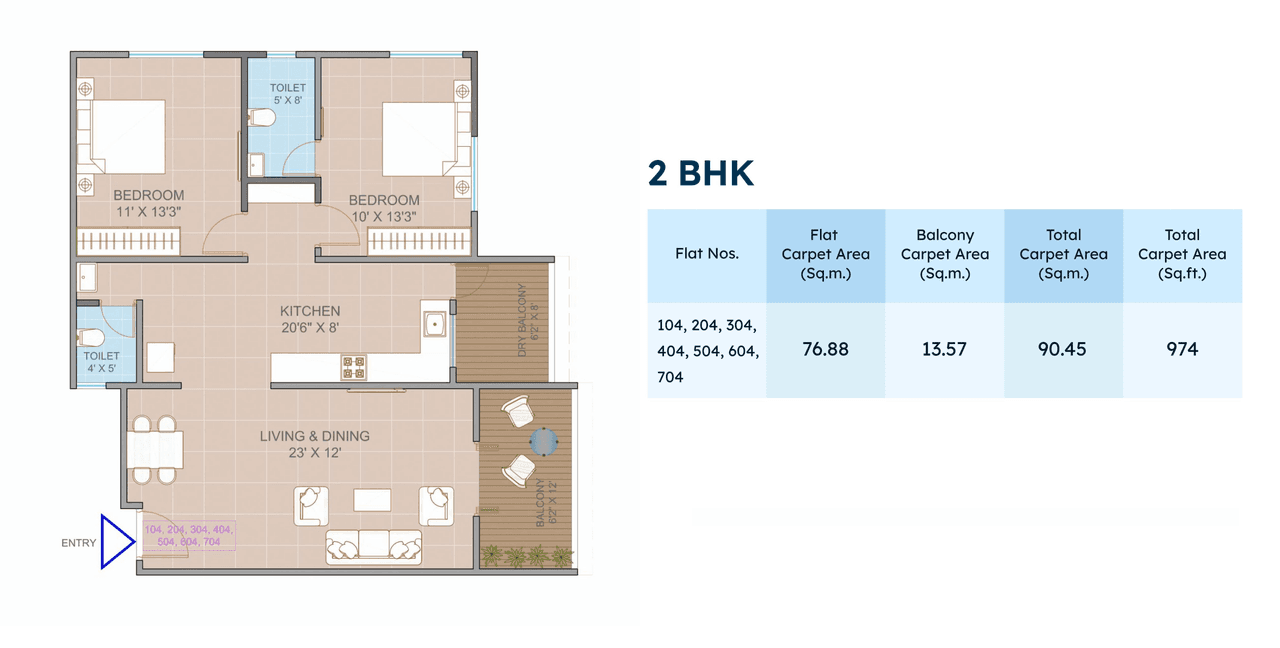 Blue Pearl Codename Rare Unit plan - 973 sq.ft.