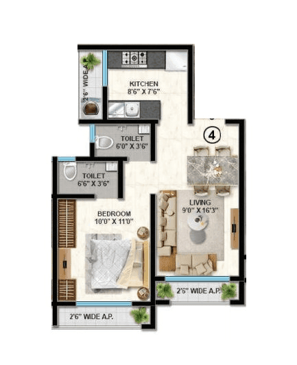Unit plan - 432 sq.ft.