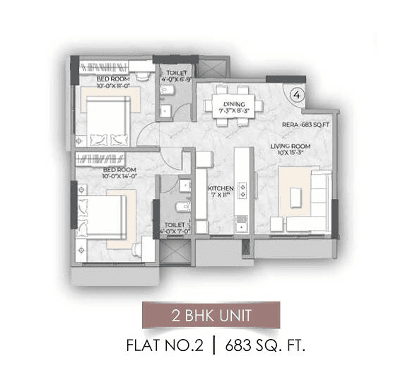 Hirani Doller Avenue Unit plan - 683 sq.ft.