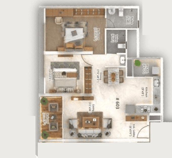 Unit plan - 879 sq.ft.