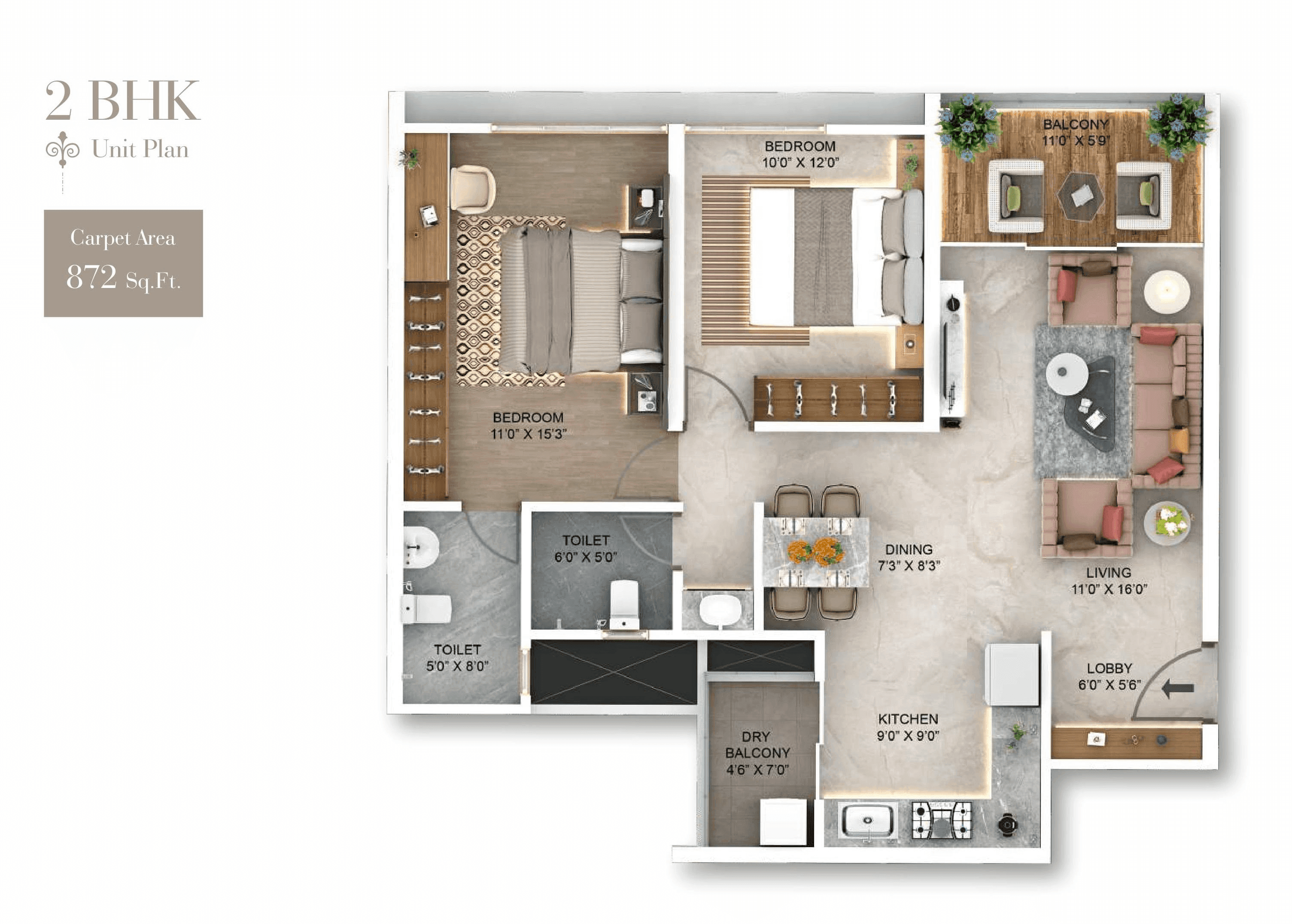 Unit plan - 872 sq.ft.