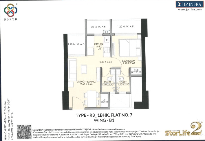 JP StarLife Unit plan - 388 sq.ft.