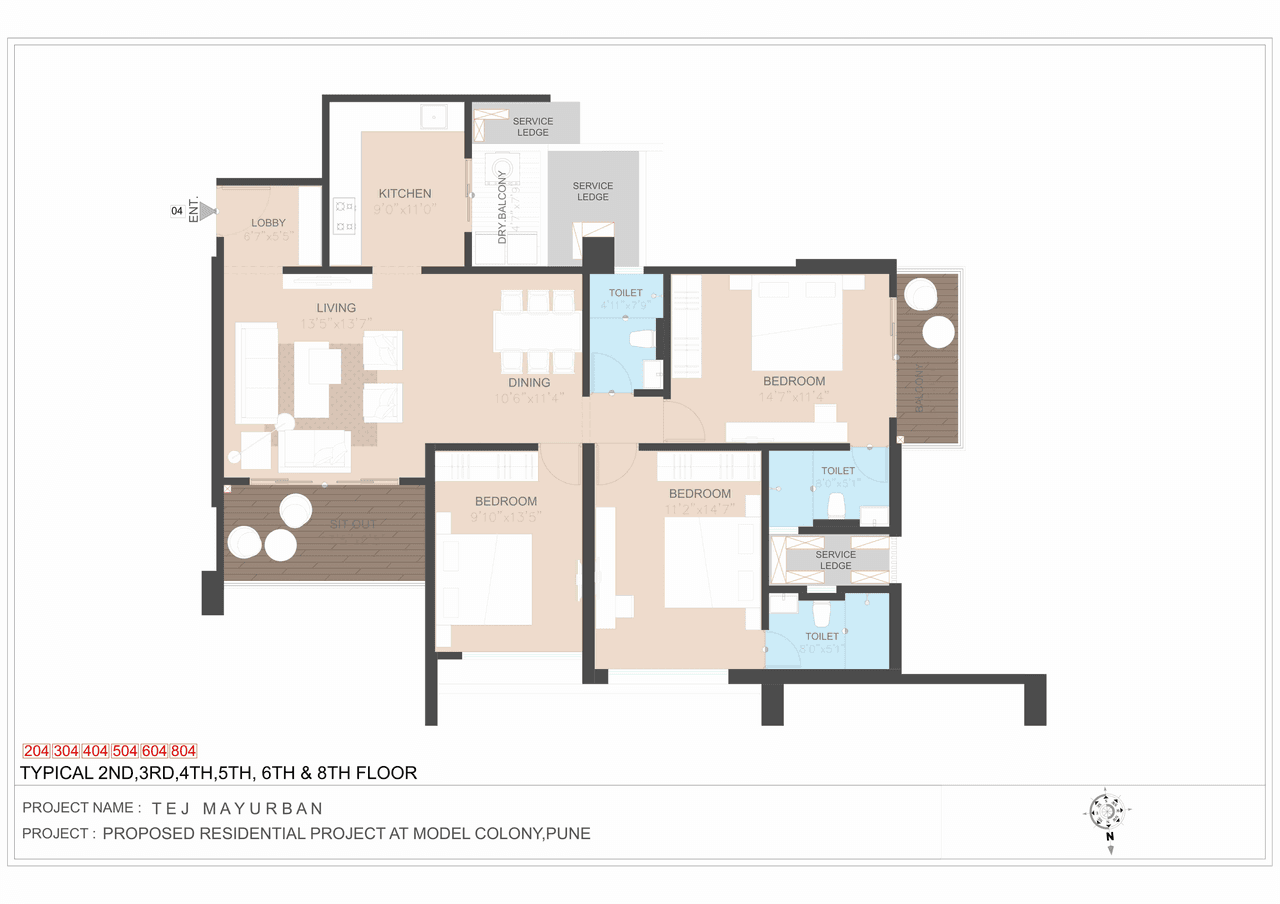 Tej Mayurban Unit plan - 1281 sq.ft.