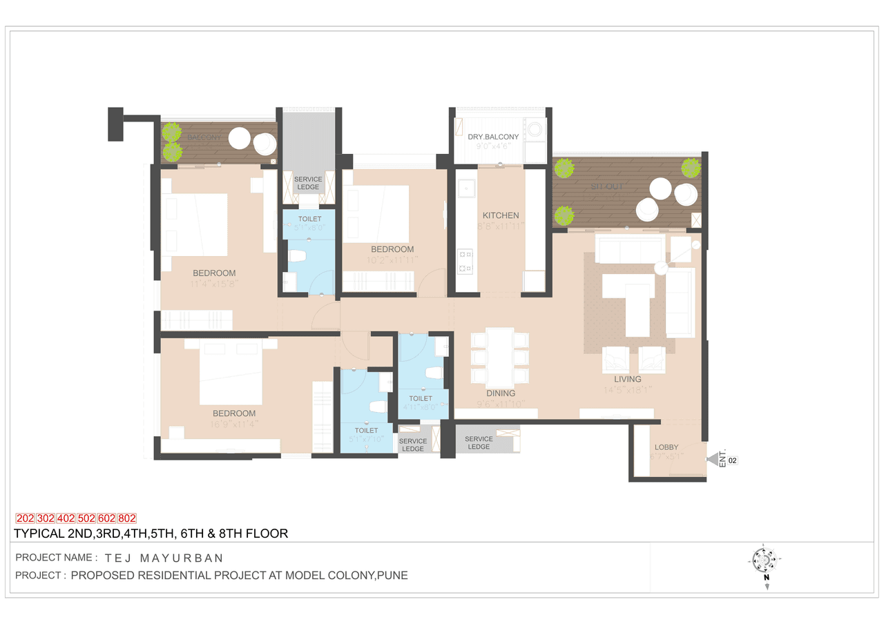 Tej Mayurban Unit plan - 1470 sq.ft.