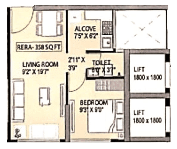 Haware Green Horizon Unit plan - 358 sq.ft.