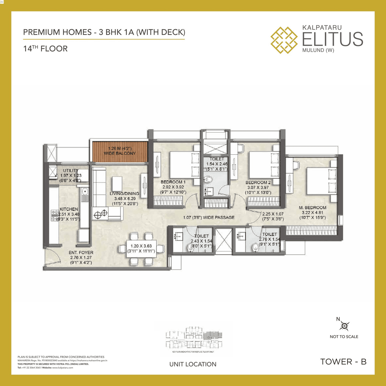 Kalpataru Elitus Unit plan - 1212 sq.ft.