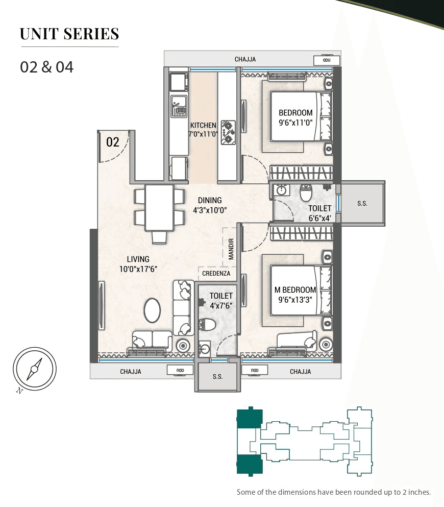 Tricity Bayview Unit plan - 562 sq.ft.