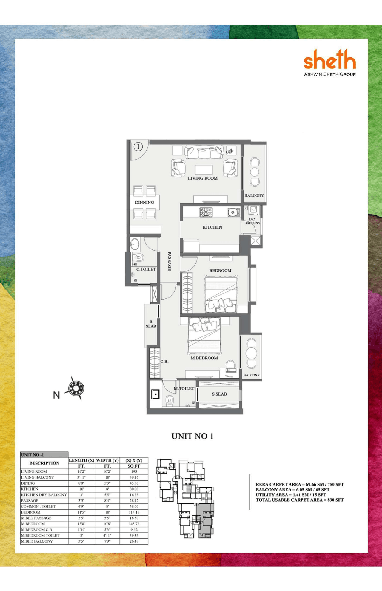 Sheth Vasant Lawns Unit plan - 830 sq.ft.
