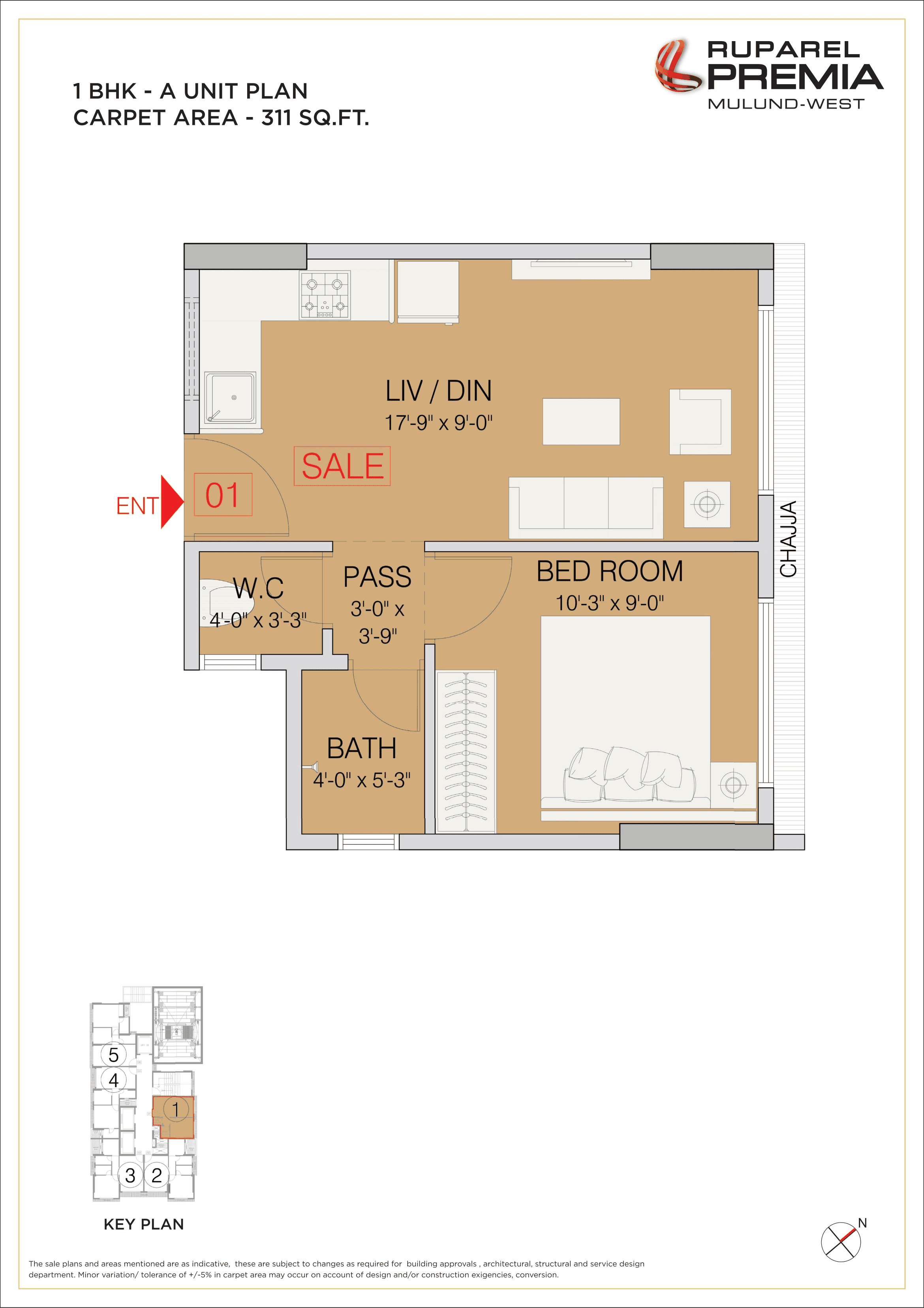 Unit plan - 311 sq.ft.