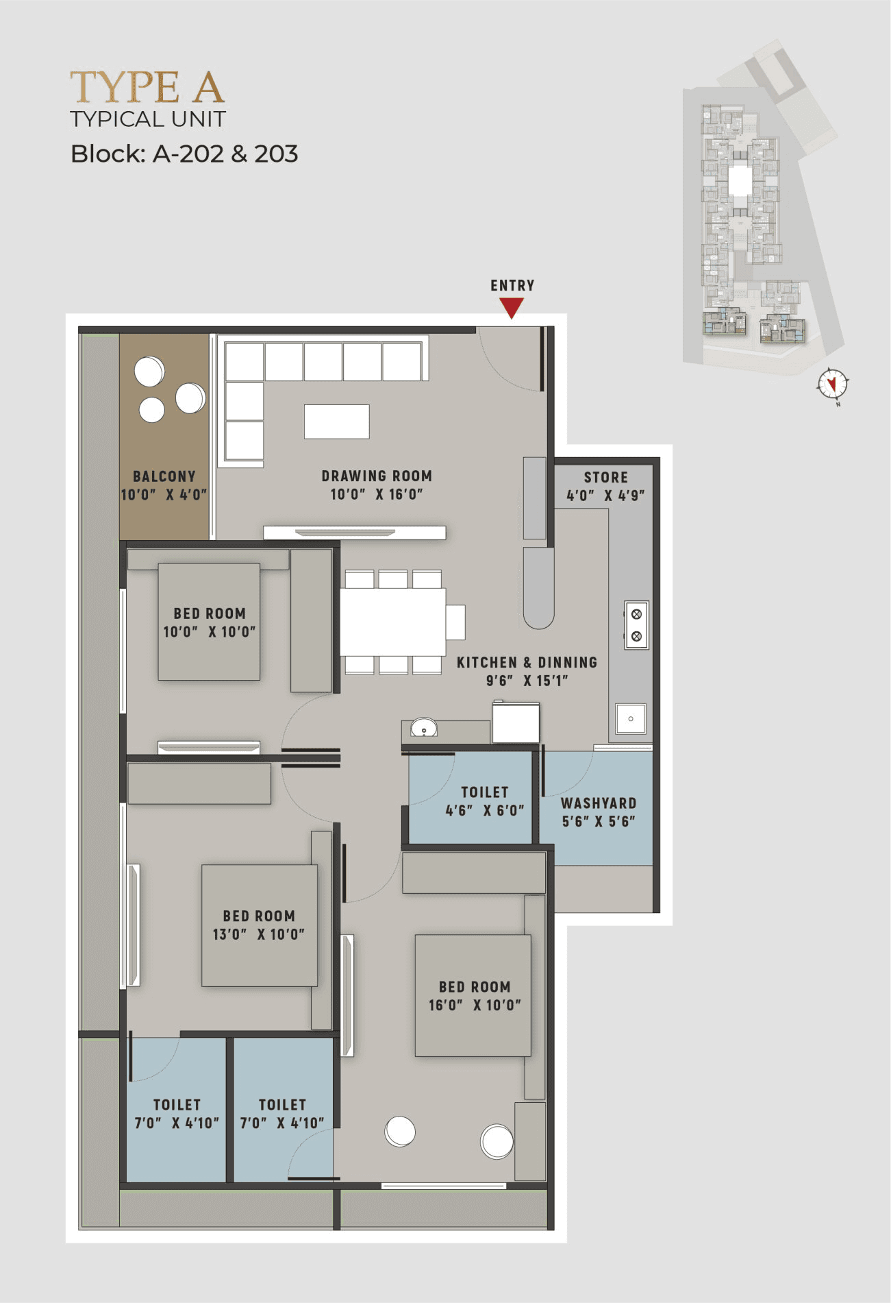 Unit plan - 951 sq.ft.