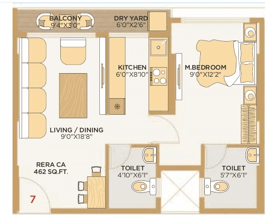 Shreeji Laxmi Unit plan - 462 sq.ft.