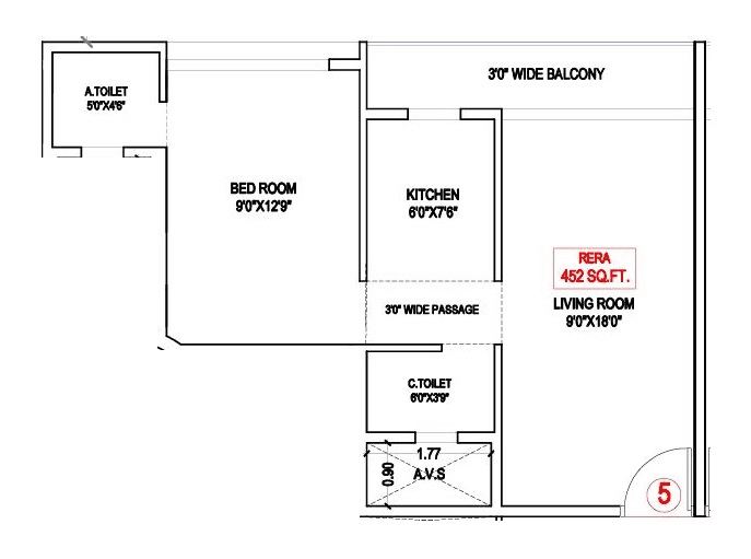 Shreeji Shraddha Unit plan - 452 sq.ft.