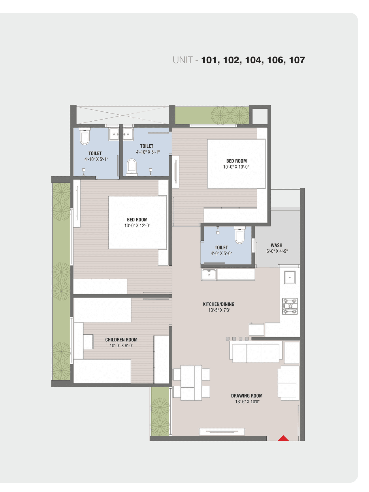 Happy Aadesh Unit plan - 630 sq.ft.