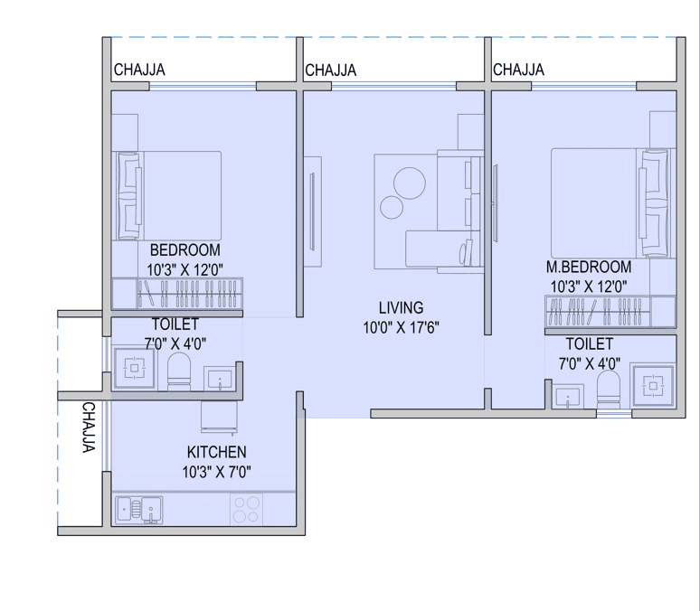 Delta Palacio Unit plan - 617 sq.ft.