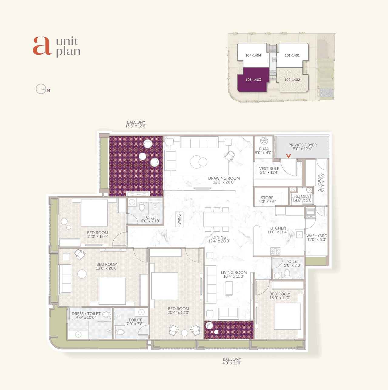 Ratna Turquois Agasiya Unit plan - 2470 sq.ft.