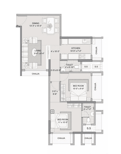 DLH Leo Tower Unit plan - 640 sq.ft.