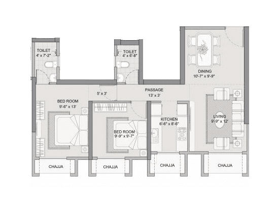 DLH Leo Tower Unit plan - 650 sq.ft.