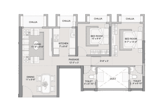 DLH Leo Tower Unit plan - 660 sq.ft.