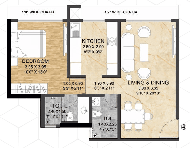 Vardhan Bliss Unit plan - 546 sq.ft.