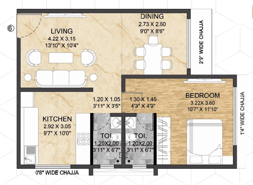 Vardhan Bliss Unit plan - 552 sq.ft.