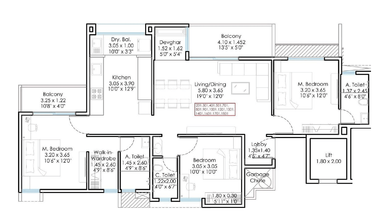 Sukhwani Minerva Unit plan - 1109 sq.ft.