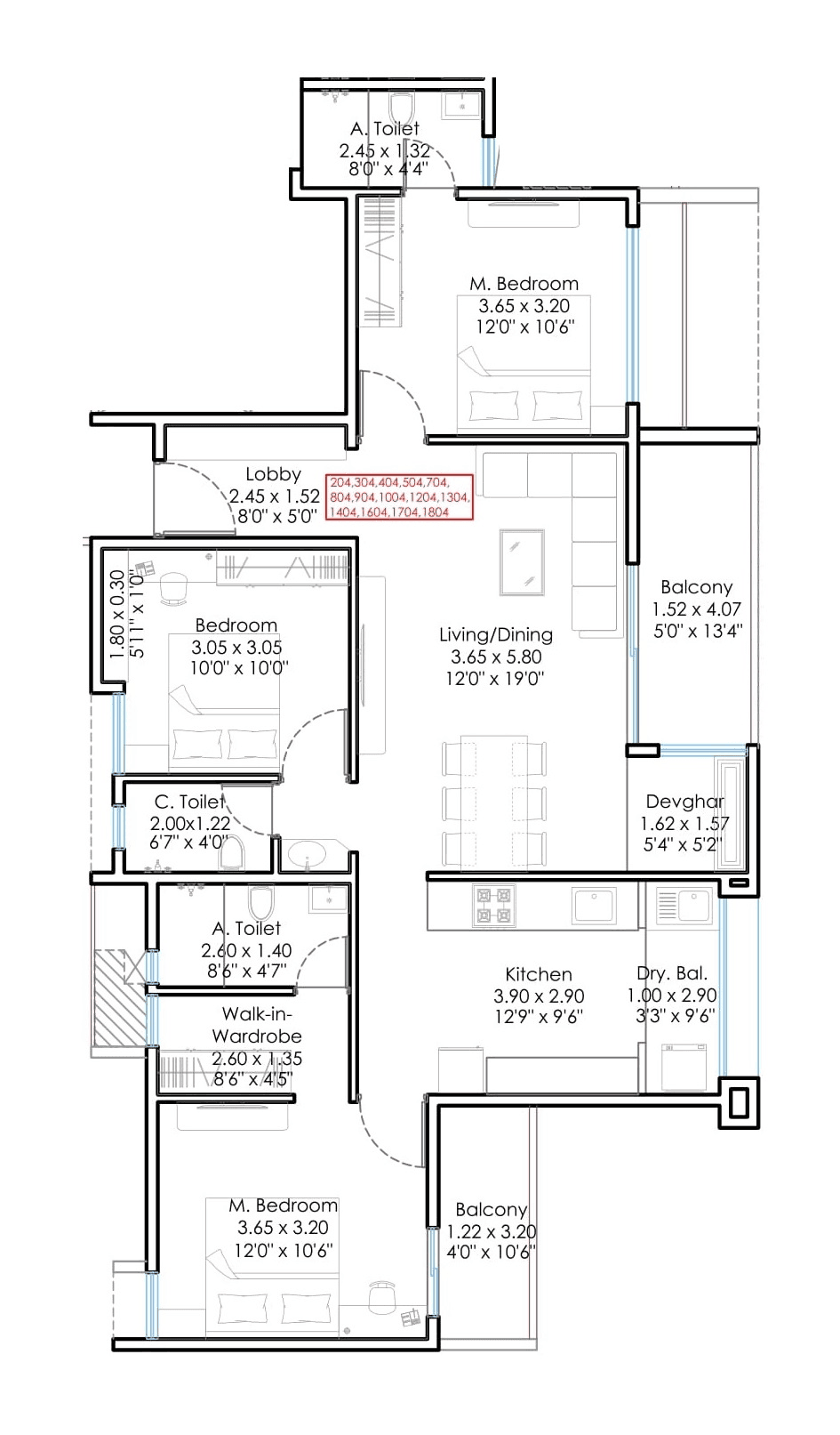 Sukhwani Minerva Unit plan - 1116 sq.ft.