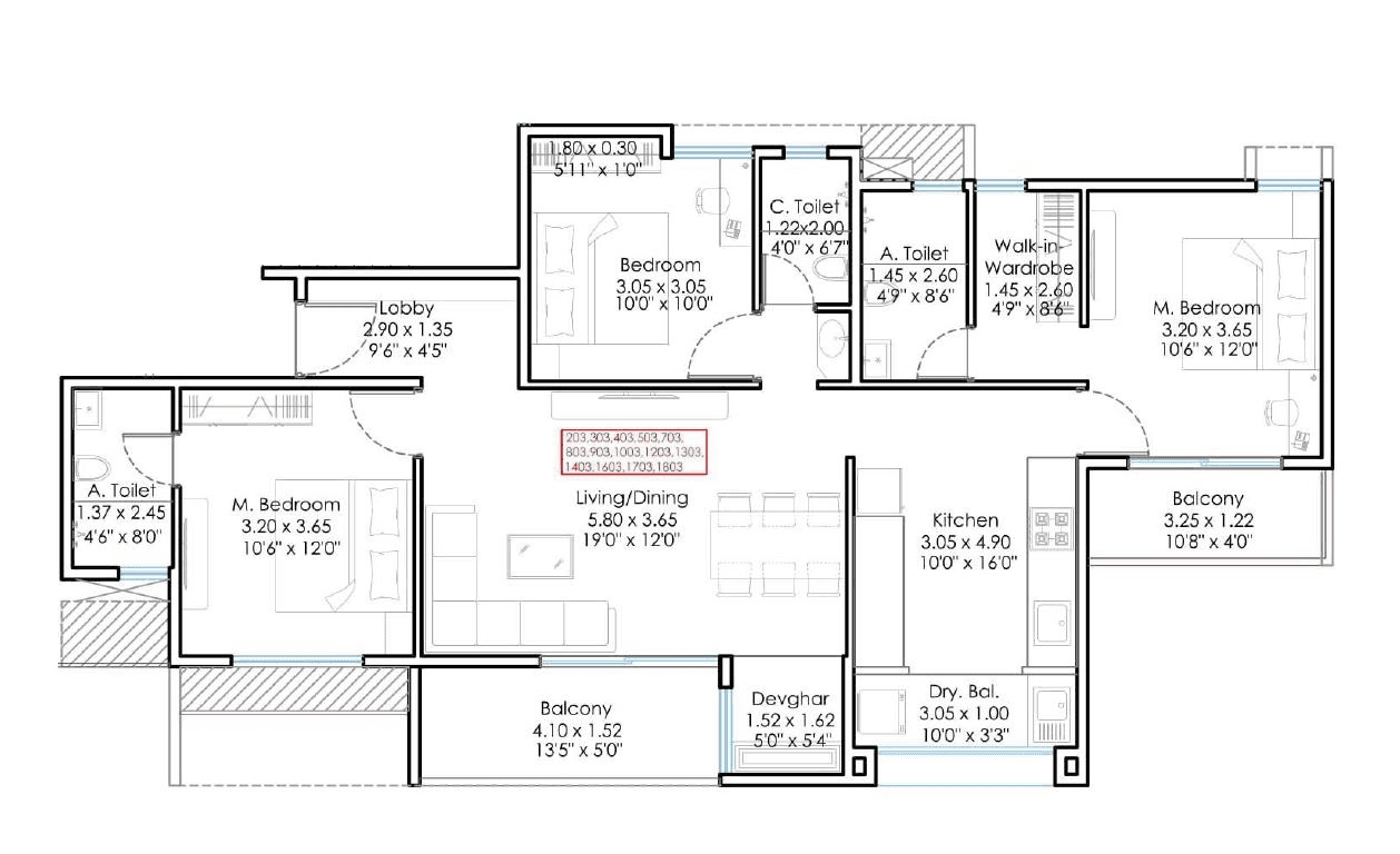 Sukhwani Minerva Unit plan - 1134 sq.ft.