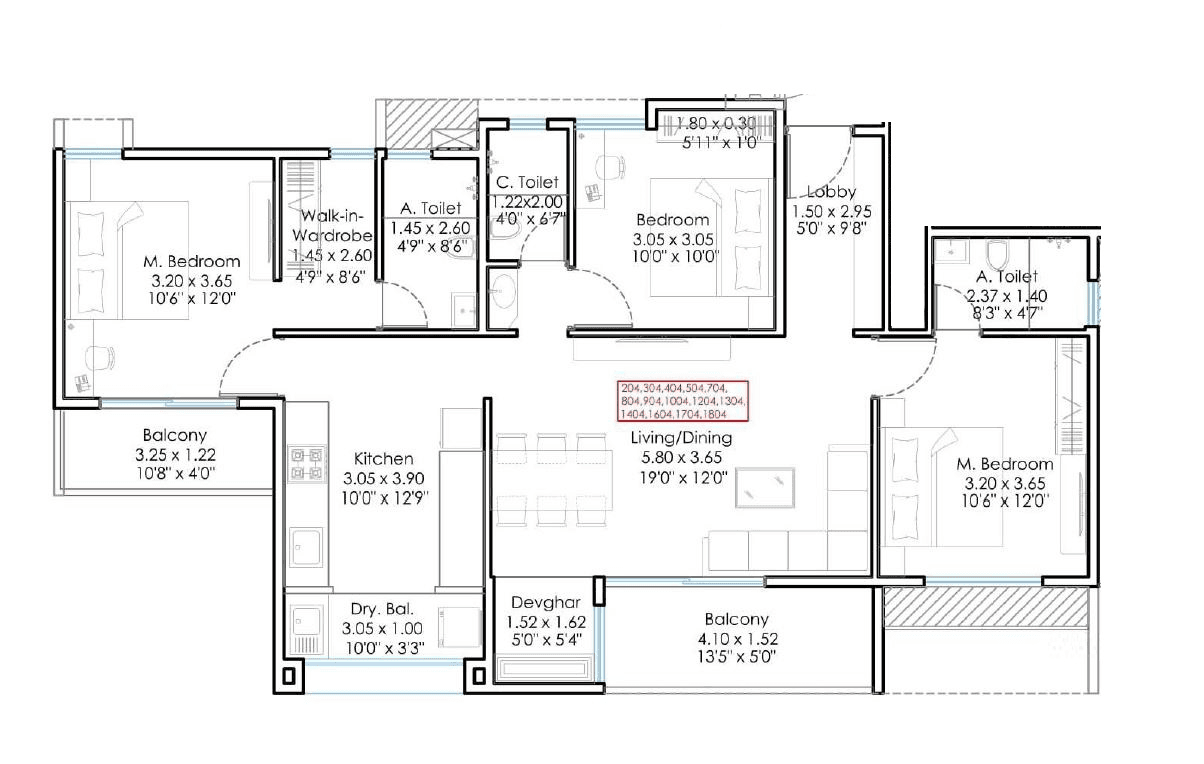 Sukhwani Minerva Unit plan - 1139 sq.ft.