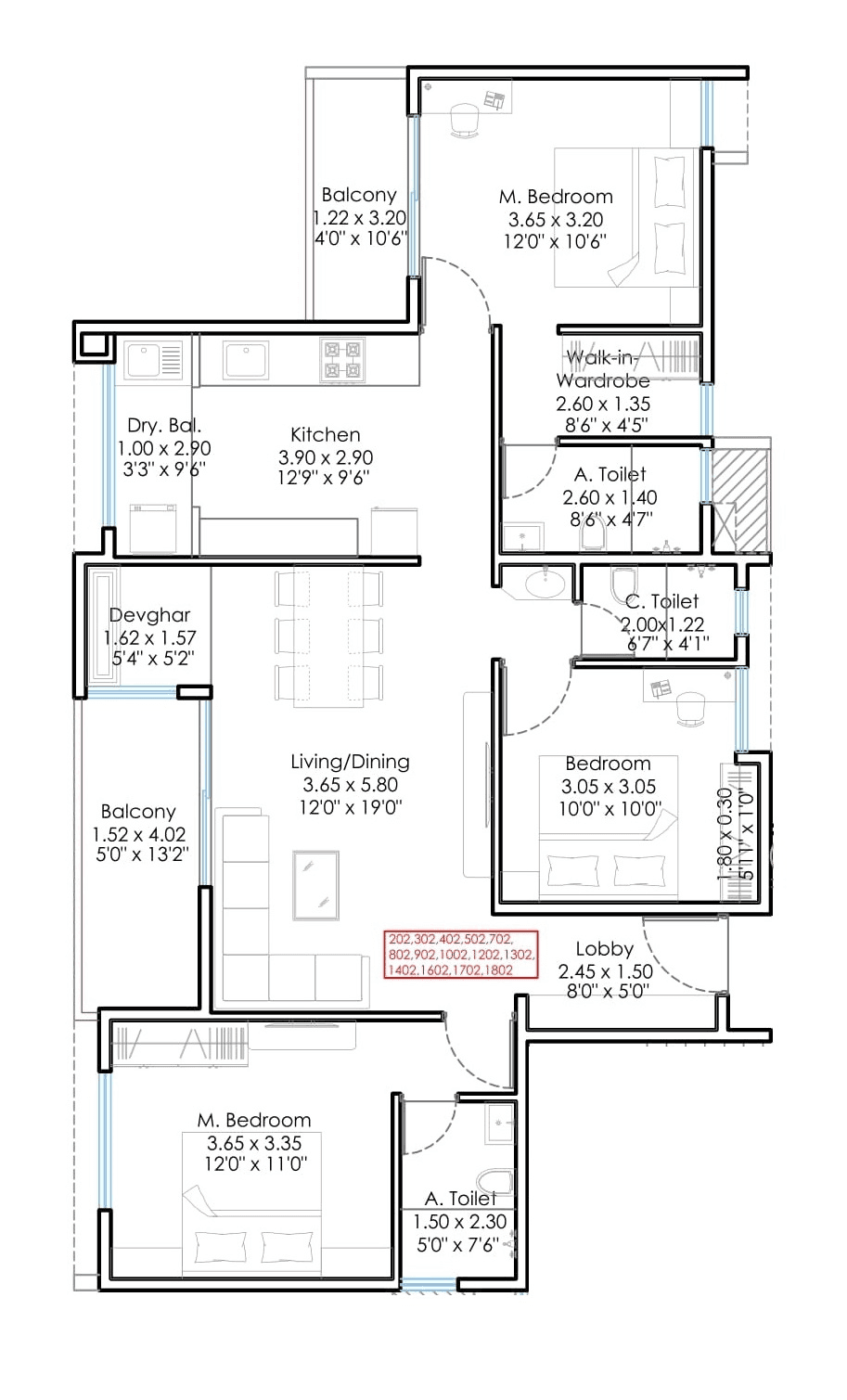 Sukhwani Minerva Unit plan - 1147 sq.ft.