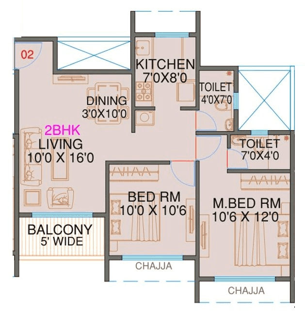 Balaji Vista Unit plan - 700 sq.ft.