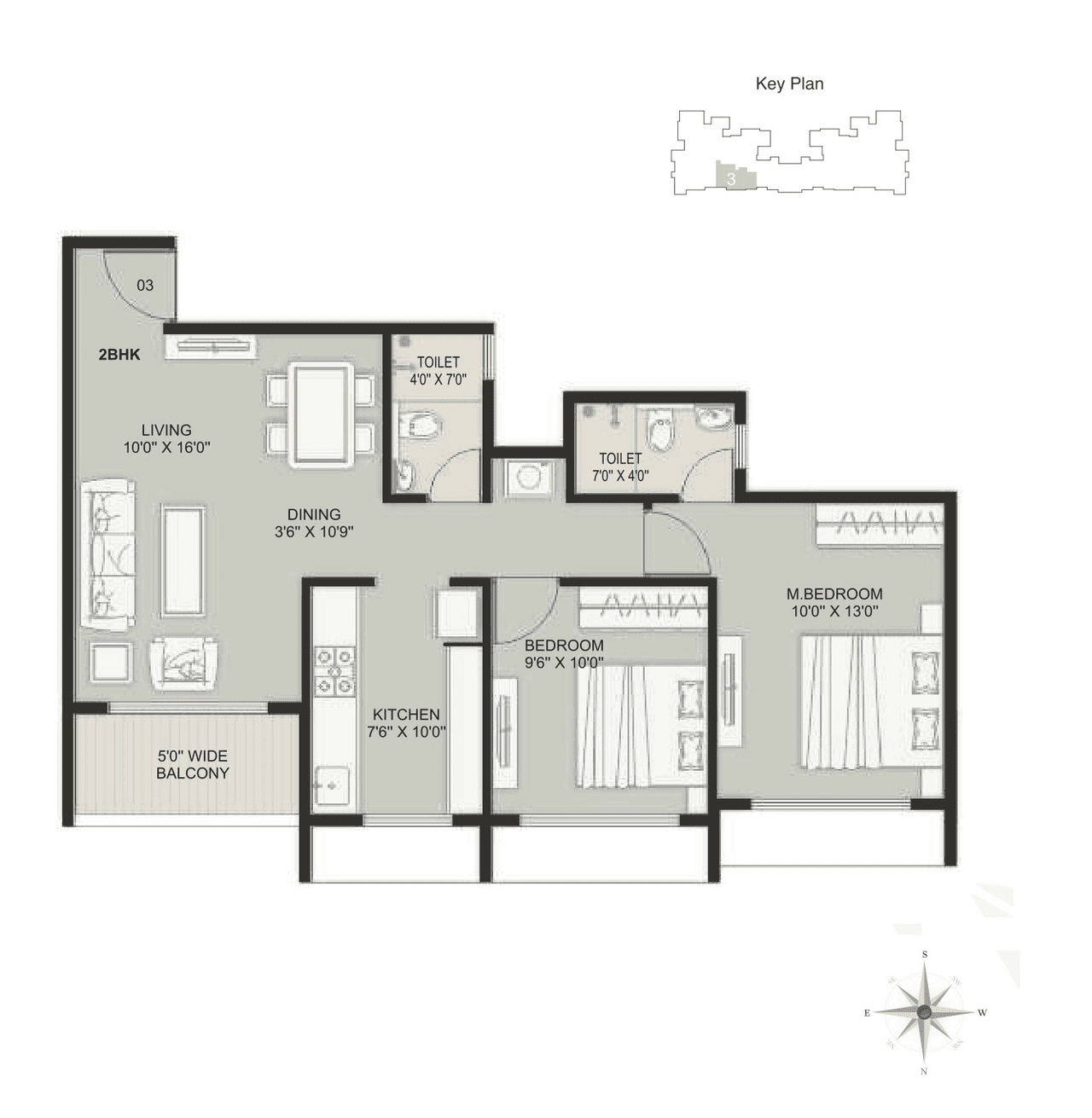 Balaji Vista Unit plan - 767 sq.ft.