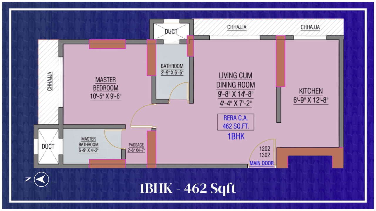 Sapphire Devikunj Unit plan - 462 sq.ft.