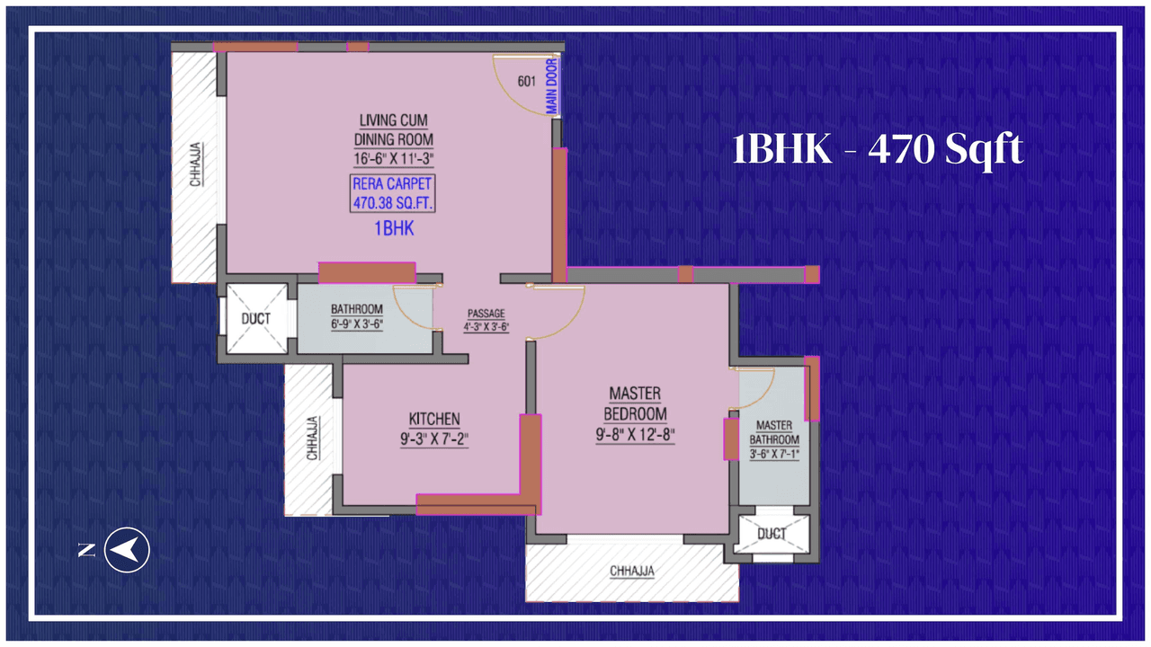 Sapphire Devikunj Unit plan - 470 sq.ft.