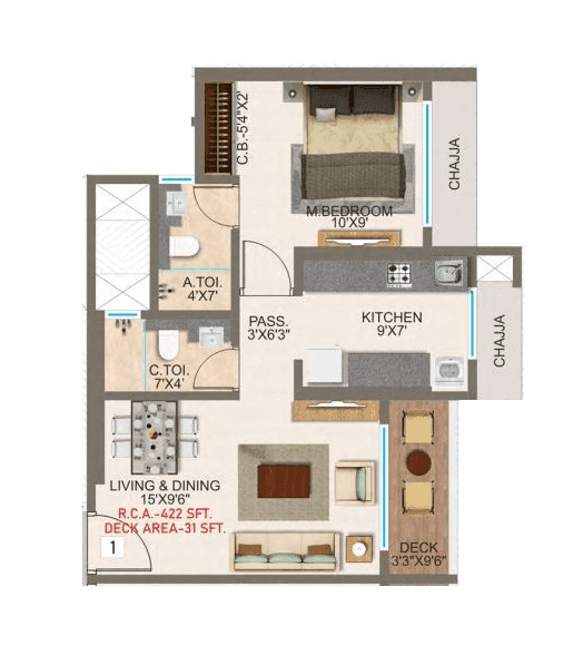 Tirupati Namaah Unit plan - 453 sq.ft.