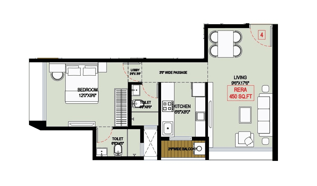 Unit plan - 450 sq.ft.